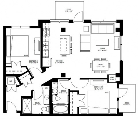 1500 Nicollet_2 Bedroom Floor Plan  at 1500 Nicollet, Minneapolis